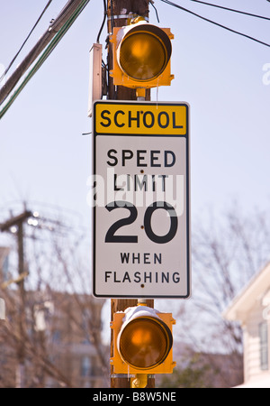 US school zone speed limit street sign Stock Photo - Alamy