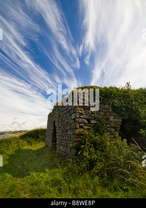 Remains of Lime Kiln ovens near Llanrhystud Ceredigion coastal path West Wales UK Stock Photo