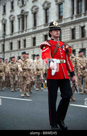 British Soldiers, recently returned from service in Iraq, parade through central London Stock Photo