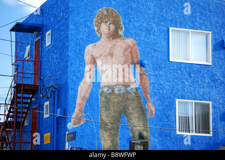 'Jim Morrison' Rip Cronk wall mural, Speedway & 18th Streets, Venice Beach, Los Angeles, California, United States of America