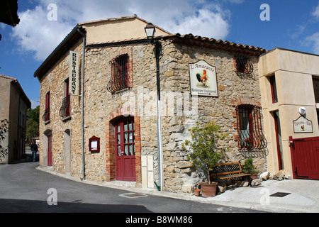 Restaurant in Rennes-le-Château, Aude departement, Languedoc-Roussillon. France Stock Photo