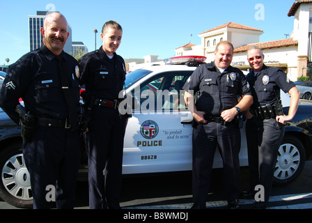 Police officers with vehicle, Marina del Rey, Los Angeles, California, United States of America Stock Photo