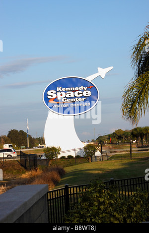 Entrance to Kennedy Space Center visitor center, Cape Canaveral, Florida, USA Stock Photo
