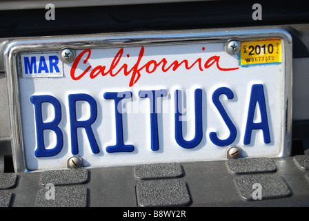 Personalised number plate, Marina del Rey, Los Angeles, California, United States of America Stock Photo