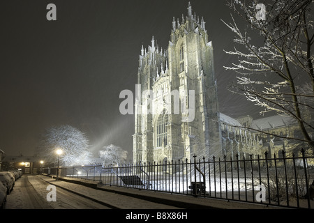 Beverley Minster carpeted in snow East Yorkshire UK Stock Photo