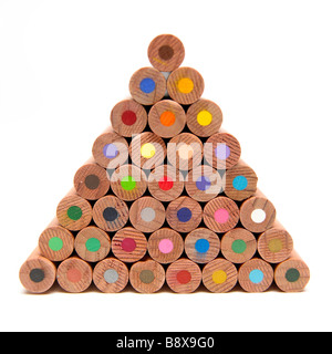 A stack of wooden coloured / colored pencils Stock Photo