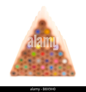 A stack of wooden coloured / colored pencils Stock Photo