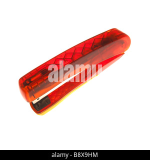 A bright red / orange stapler Stock Photo