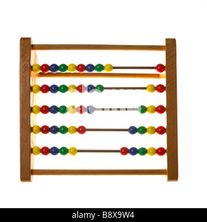 A wooden colourful abacus on a white background Stock Photo