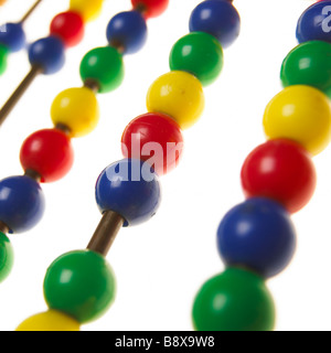 A wooden colourful abacus on a white background Stock Photo