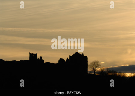 Dusk Llansteffan Castle Ferryside Carmarthenshire Wales UK Europe Stock Photo