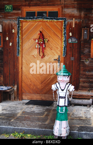 entrance to domestic house with christmas decorations Mayrhofen Austria Stock Photo