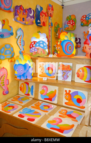 Puzzles and toys. Handicraft fair. Tárrega. Lleida. Catalonia. Spain. Europe Stock Photo