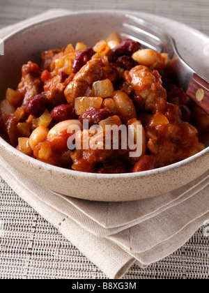 A bowl of BBQ Pork and beans Stock Photo