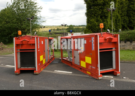 High volume pumps ready for use at flooding incident by UK Fire & Rescue Service Stock Photo