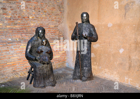 Basilica of Santa Maria degli Angeli e dei Martiri in The Baths of Diocletian in Rome Italy with the holy family statues Stock Photo