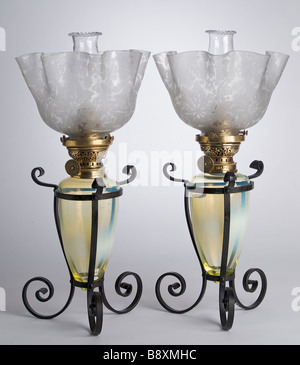 Kerosene oil lamps pair Stock Photo