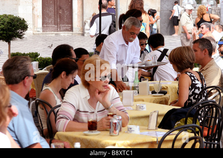 Chic cafe Wunderbar on Piazza IX Aprile in Taormina Sicily Italy Stock Photo