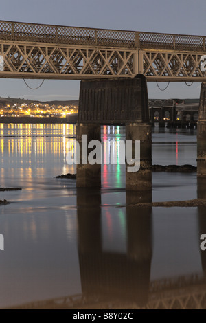 tay rail bridge,in moonlight Stock Photo