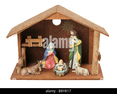 Christmas nativity scene isolated on white Stock Photo