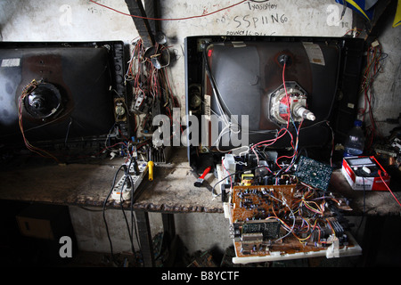 Electronic waste in Nigeria. Tons of e-waste from Western countries end up in West Africa, including Nigeria. Stock Photo