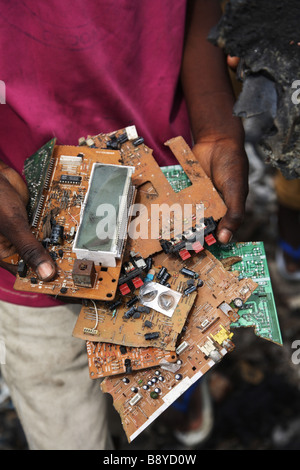 Electronic waste in Nigeria. Tons of e-waste from Western countries end up in West Africa, including Nigeria. Stock Photo