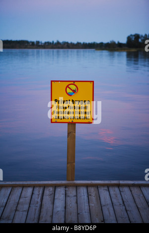 Prohibitory sign on a jetty Sweden. Stock Photo