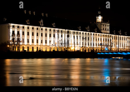 University of Wroclaw night shot beauty architecture Stock Photo