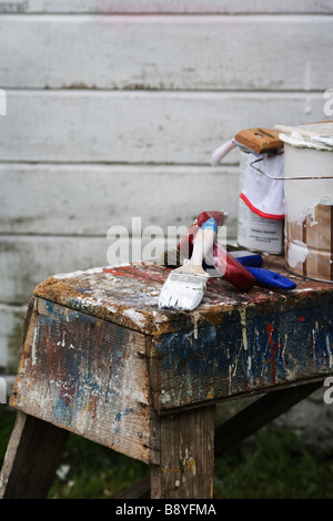 Paint and paintbrush Sweden. Stock Photo