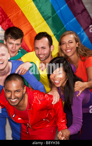 Group portrait during the Pride festival in Copenhagen Denmark. Stock Photo
