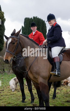 Master and Huntsman of the Essex and Suffolk Hunt Suffolk England Stock Photo