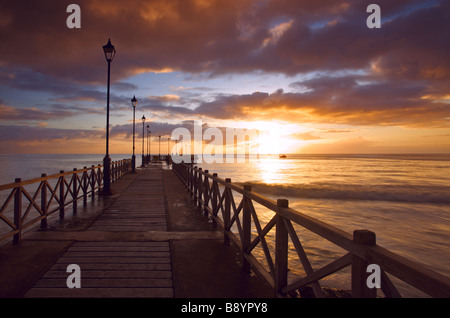 Sunset at Speightstown or 'Little Bristol' pier, second largest town in Barbados Stock Photo