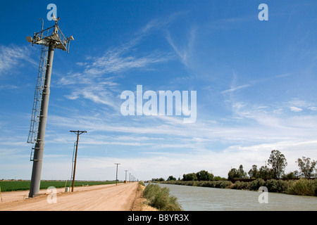 Video monitors used for Smart Border surveilance on the U S Mexico border along the All American Canal near Calexico California Stock Photo