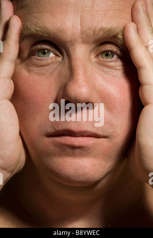 close up of a mature mans face Stock Photo