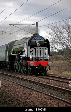 Tornado Steam engine is a new Peppercorn class A1 Pacific locomotive pictured on its first journey to Scotland in February 2009 Stock Photo