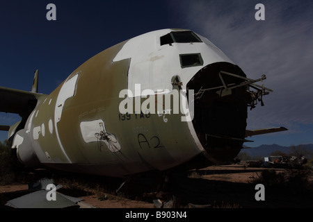 Old Aircraft at aircraft restoration facility near airplane boneyard -Tucson Arizona - USA Stock Photo
