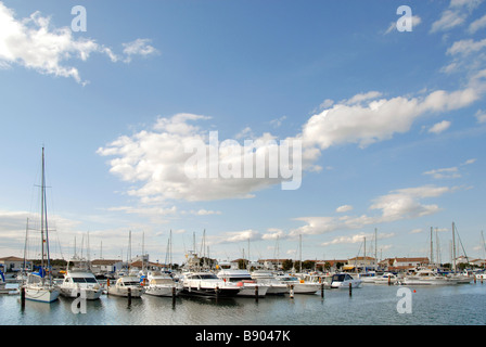 Boats in a small harbour, St. Maries de la Mer, France, Europe Stock Photo
