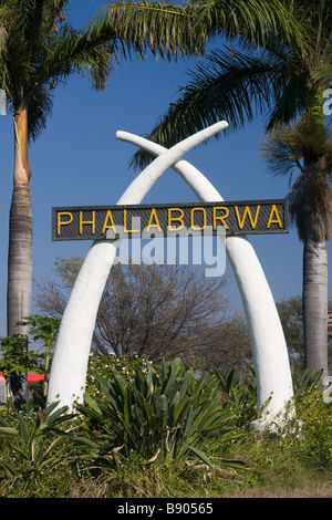 A sign bearing the name of the town of Phalaborwa in the Limpopo province of South Africa Stock Photo