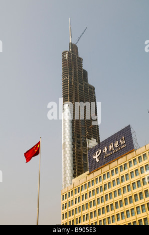 The world 7th tallest building under construction in Nanjing, Jiangsu , China. Stock Photo