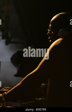 Live performance of DJ Carl Cox at Dance Valley 2005 at recreational area Spaarnwoude in Velsen The Netherlands Stock Photo