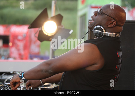 Live performance of Carl Cox at Tomorrowland 2008 held in open air on Recreational area De Schorre, Boom in Belgium Stock Photo