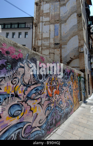 City structures and walls in urban Valencia Spain Stock Photo