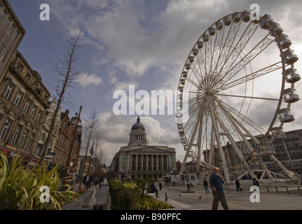 Nottingham Main Market Square and Big Wheel Stock Photo