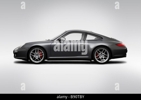 2009 Porsche 911 Carrera 4S in Gray - Drivers Side Profile Stock Photo