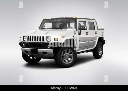 2009 Hummer H2 in Silver - Front angle view Stock Photo