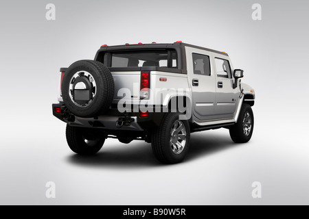 2009 Hummer H2 in Silver - Rear angle view Stock Photo