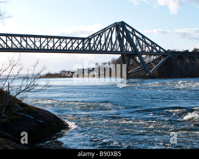 The Falls of Lora under Connel Bridge on Loch Etive near Oban, Scotland Stock Photo