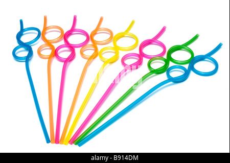 multi coloured party drinking straws Stock Photo