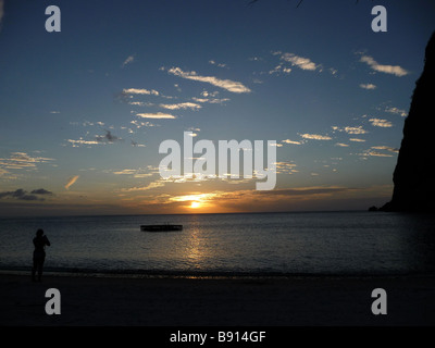 Sunset St Lucia Petit Piton Stock Photo