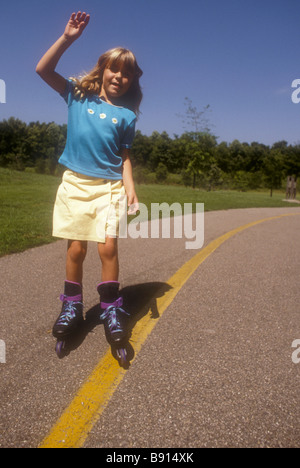 Girl Roller blading Stock Photo